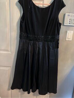 JS Boutique Black Beaded Waist Midi Dress
